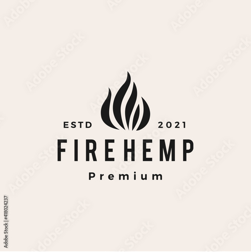 cannabis fire hemp weed hipster vintage logo vector icon illustration