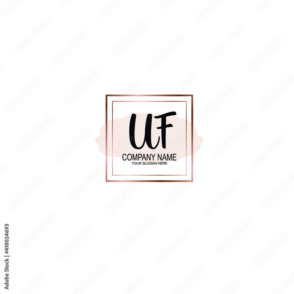 Letter UF Beautiful handwriting logo Letter UF Beautiful handwriting logo