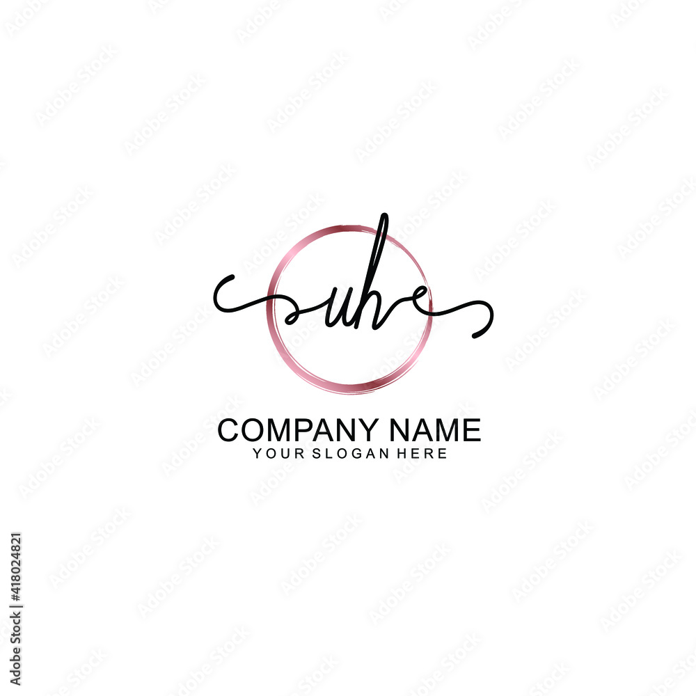 Letter UH Beautiful handwriting logo Letter UH Beautiful handwriting logo