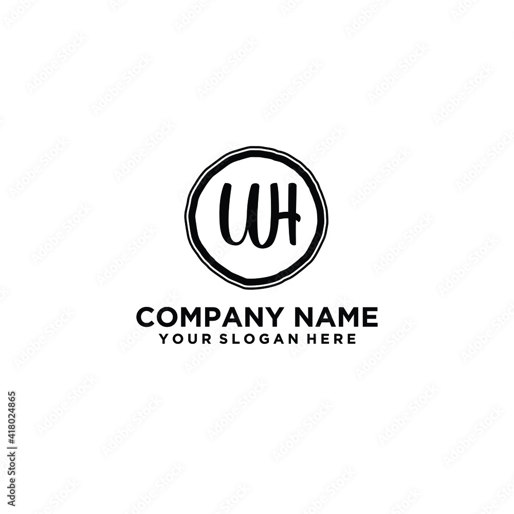 Letter UH Beautiful handwriting logo Letter UH Beautiful handwriting logo