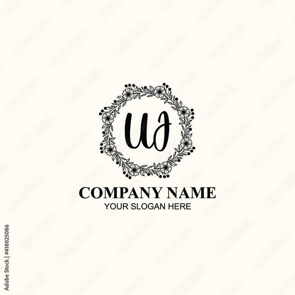 Letter UJ Beautiful handwriting logo Letter UJ Beautiful handwriting logo