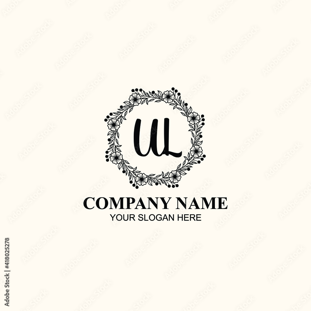 Letter UL Beautiful handwriting logo Letter UL Beautiful handwriting logo