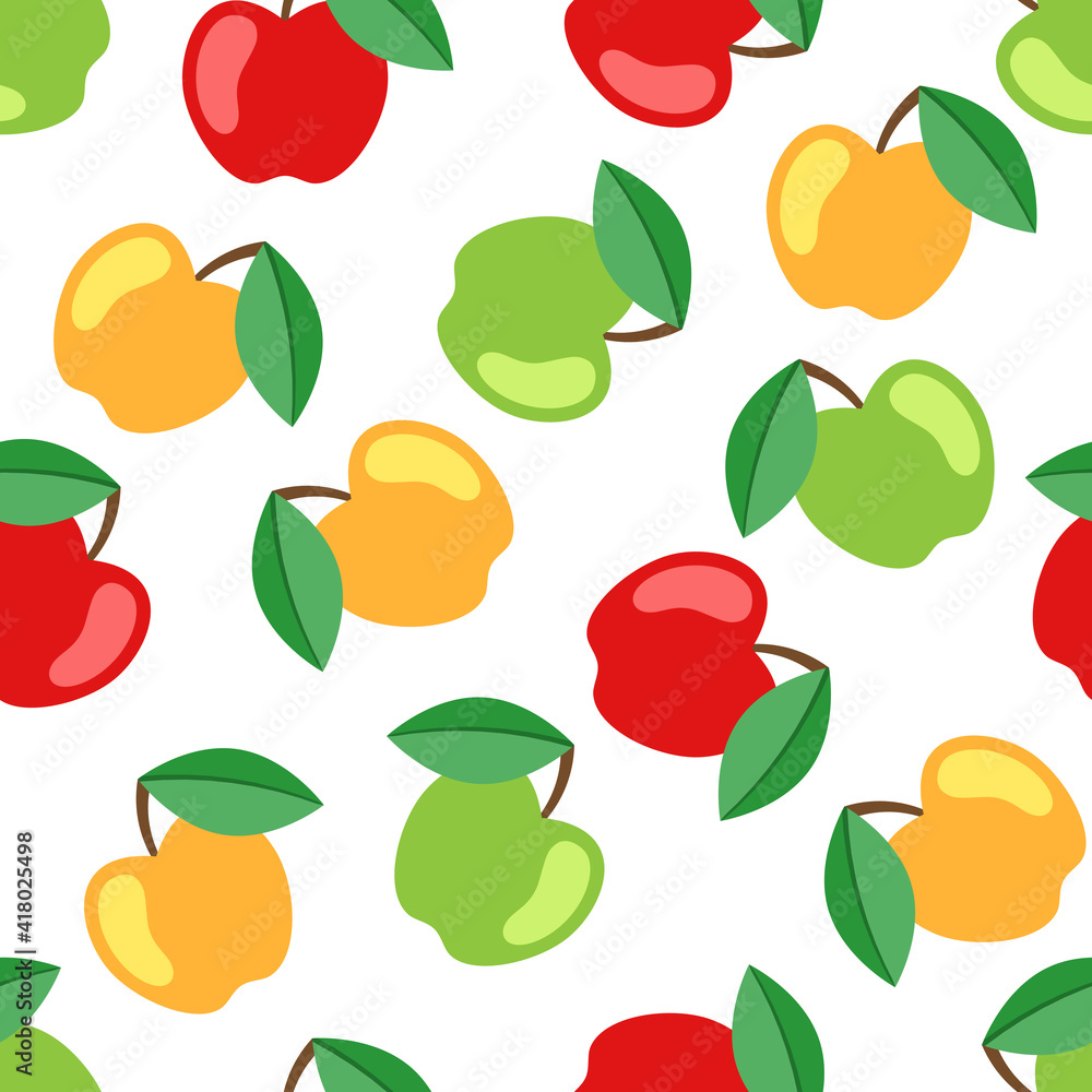 Apple seamless pattern. Fruit seamless apple background. Juicy cute pattern. Vector illustration Apple seamless pattern. Fruit seamless apple background. Juicy cute pattern. Vector illustration