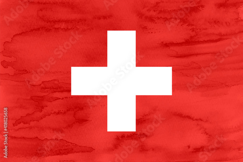 スイス 国旗 水彩 和紙