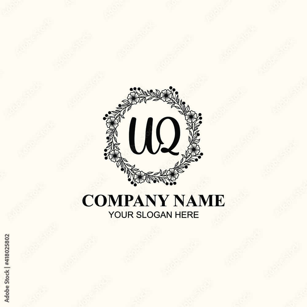 Letter UQ Beautiful handwriting logo