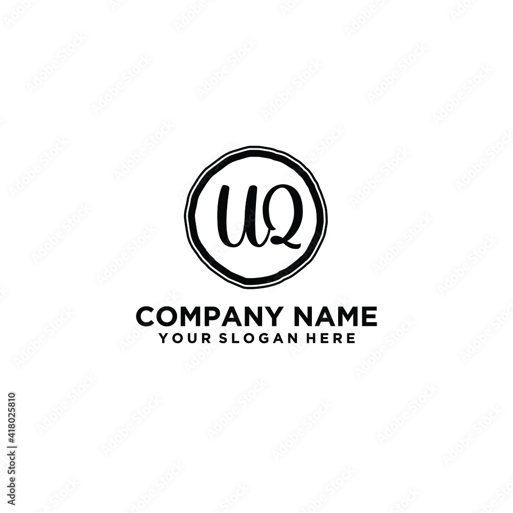 Letter UQ Beautiful handwriting logo Letter UQ Beautiful handwriting logo