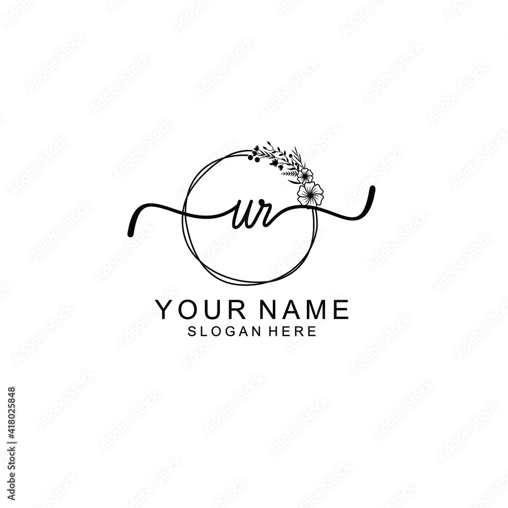 Letter UR Beautiful handwriting logo Letter UR Beautiful handwriting logo