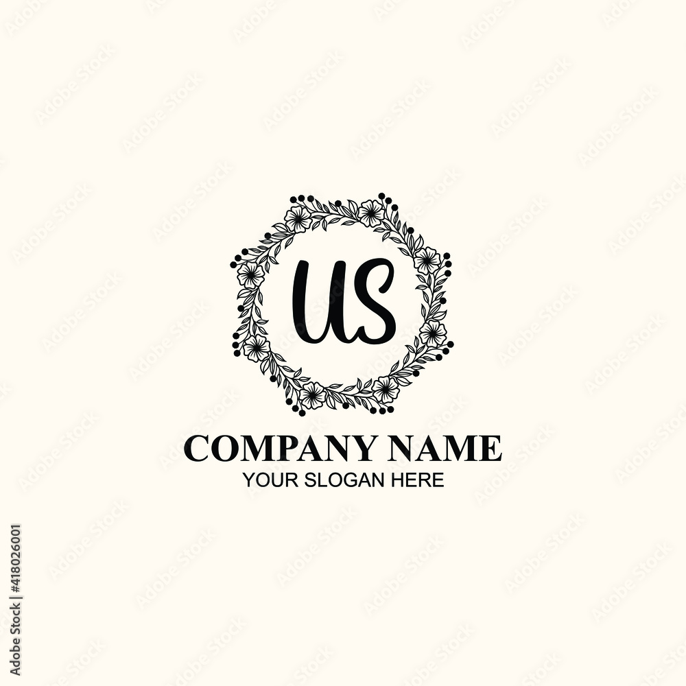 Letter US Beautiful handwriting logo Letter US Beautiful handwriting logo