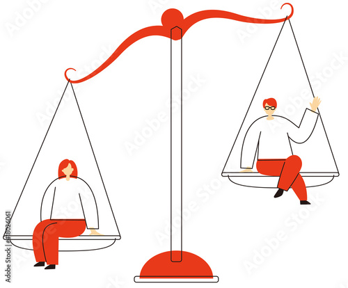 Illustrations of gender inequality. Vector illustration on white background.
