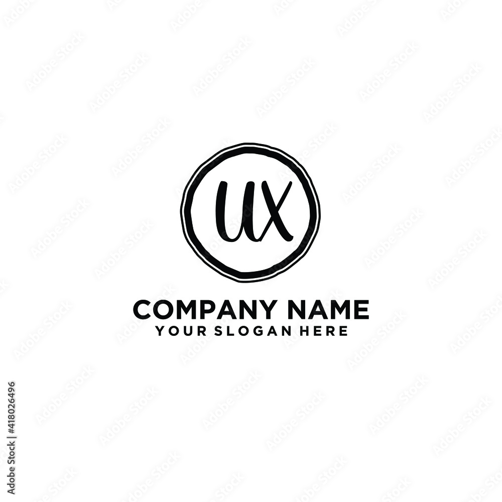 Letter UX Beautiful handwriting logo Letter UX Beautiful handwriting logo