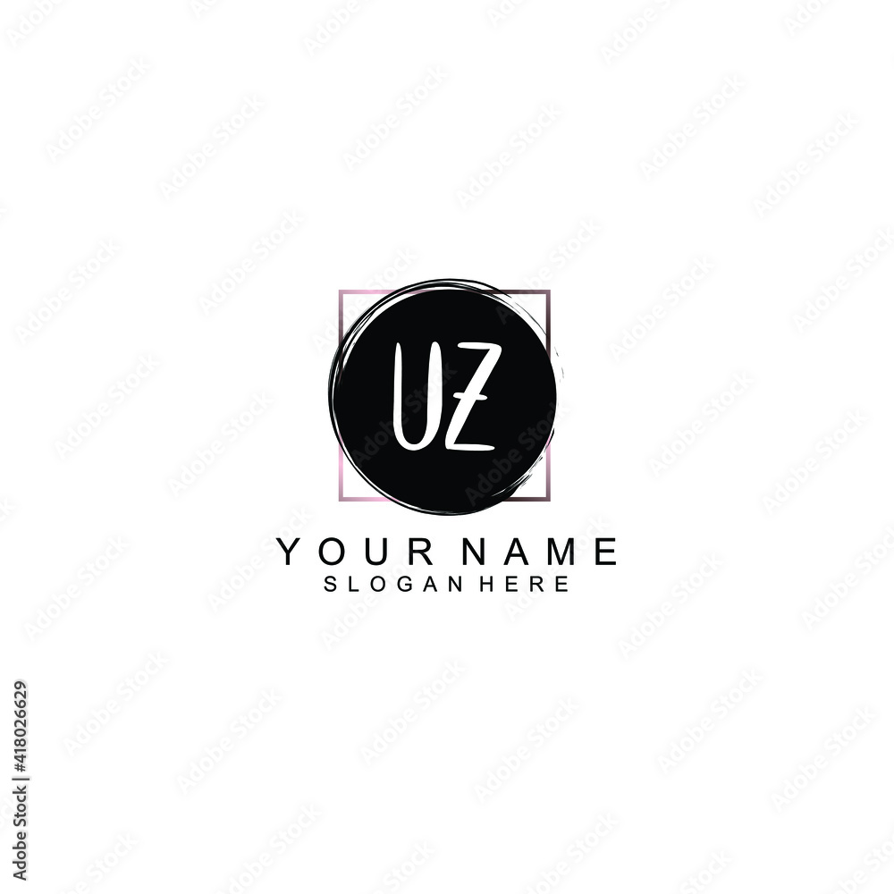Letter UZ Beautiful handwriting logo Letter UZ Beautiful handwriting logo