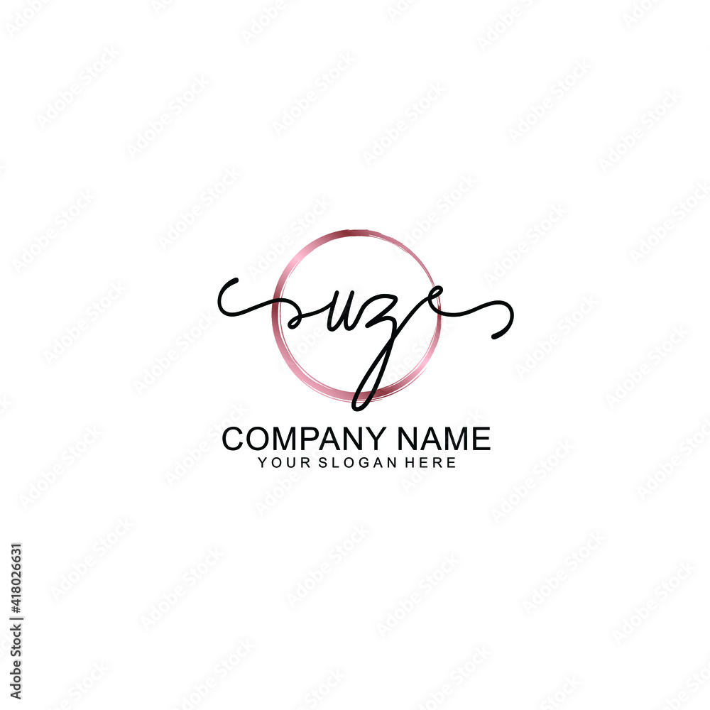 Letter UZ Beautiful handwriting logo Letter UZ Beautiful handwriting logo