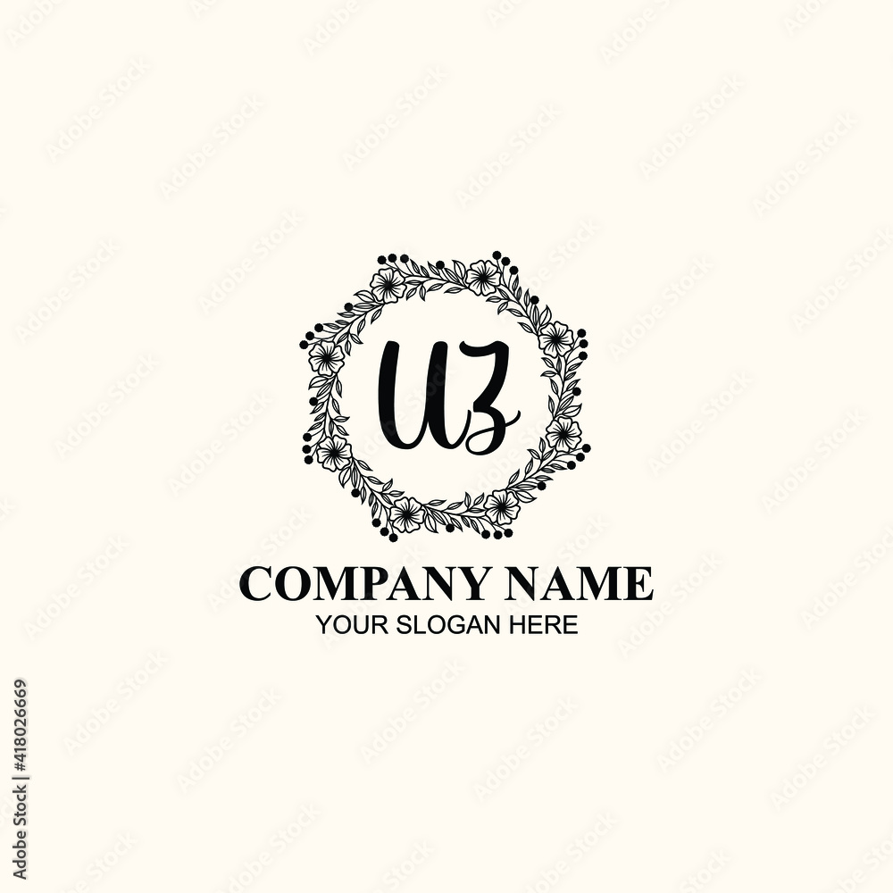 Letter UZ Beautiful handwriting logo Letter UZ Beautiful handwriting logo