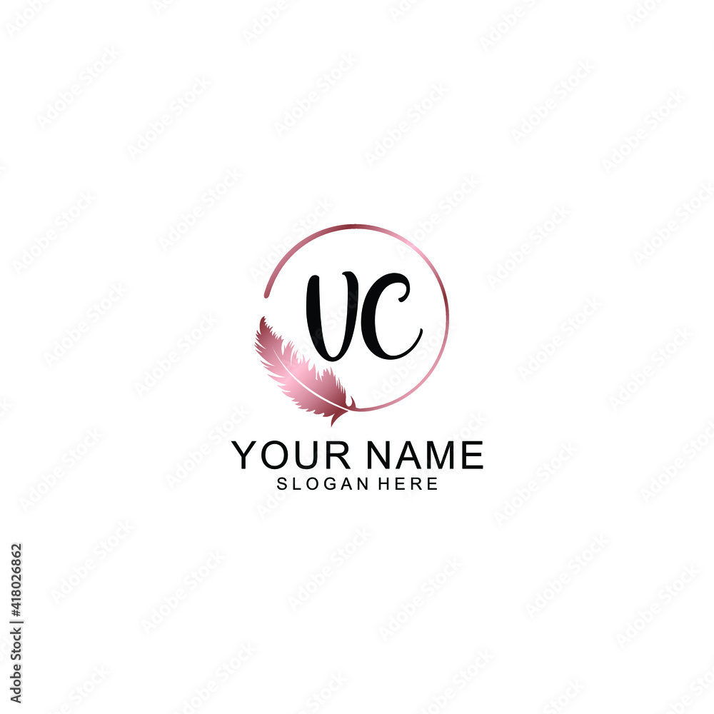 Letter VC Beautiful handwriting logo