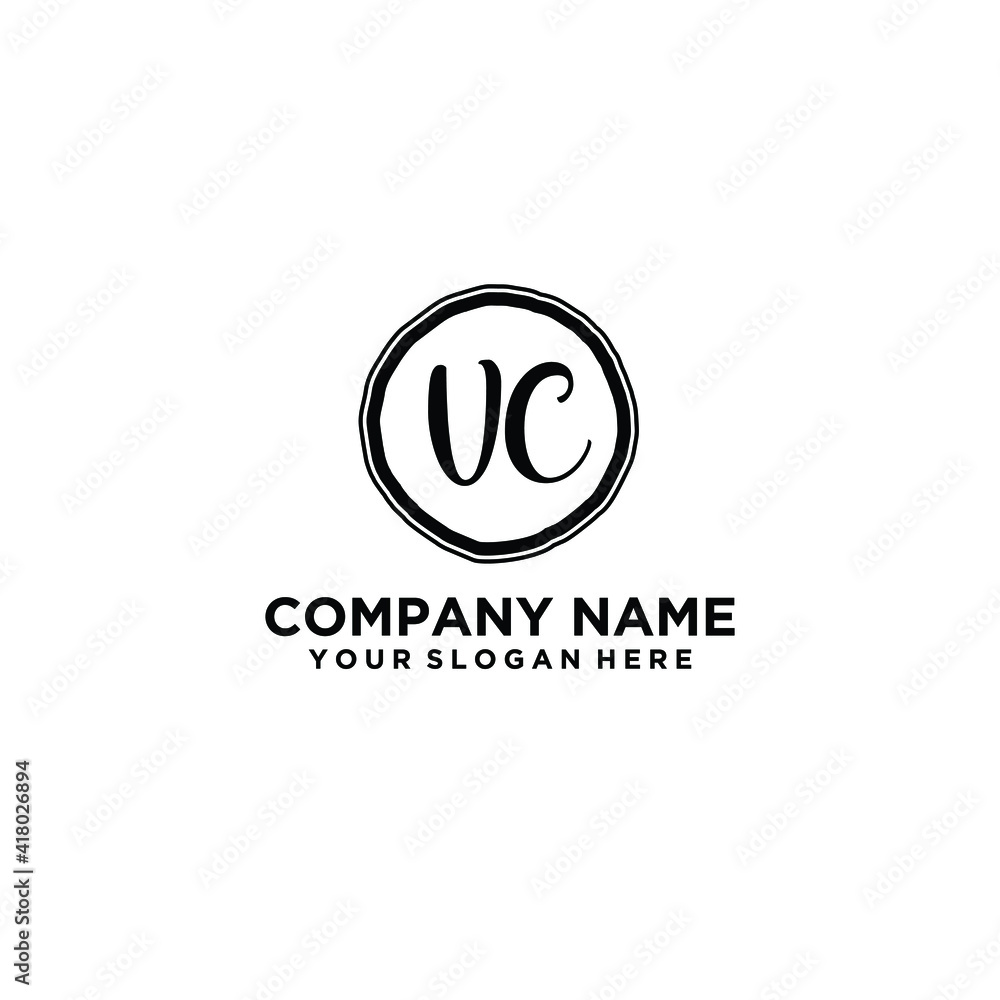 Letter VC Beautiful handwriting logo Letter VC Beautiful handwriting logo