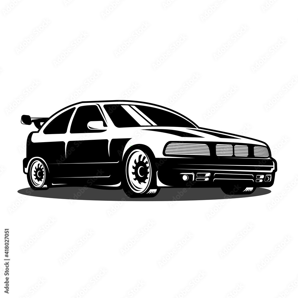 classic sports car silhouette vector Illustration in white background