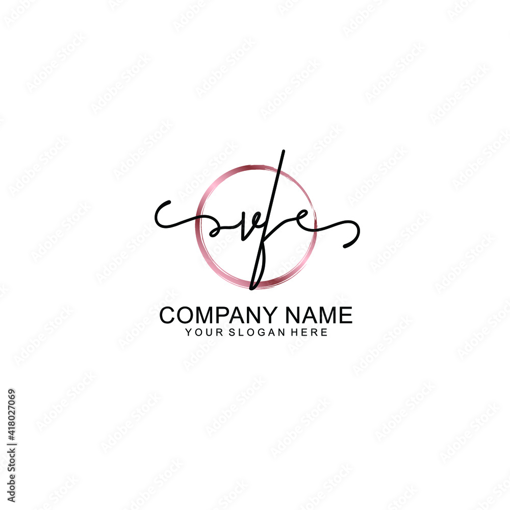 Letter VF Beautiful handwriting logo Letter VF Beautiful handwriting logo