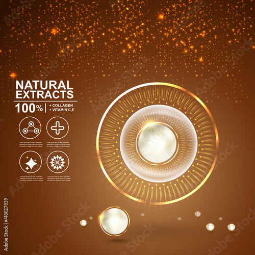 Collagen Solutions Vector Background Concept for Advertising Banner Poster SkinCare Cosmetic Products.