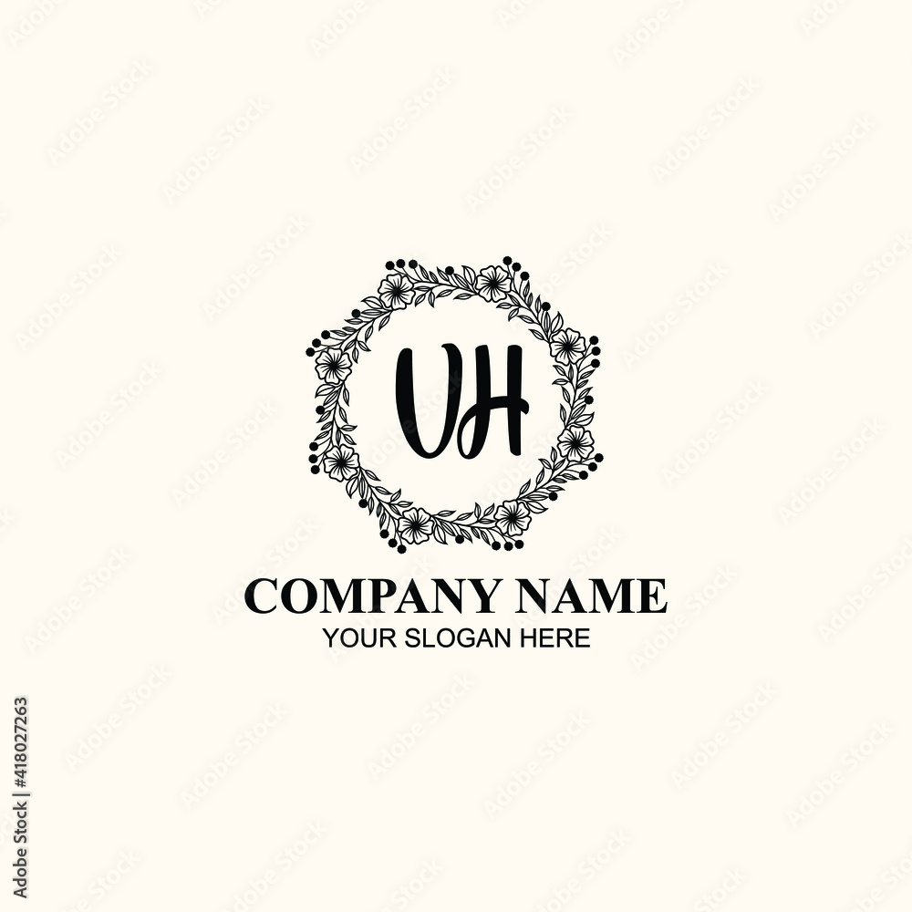 Letter VH Beautiful handwriting logo Letter VH Beautiful handwriting logo