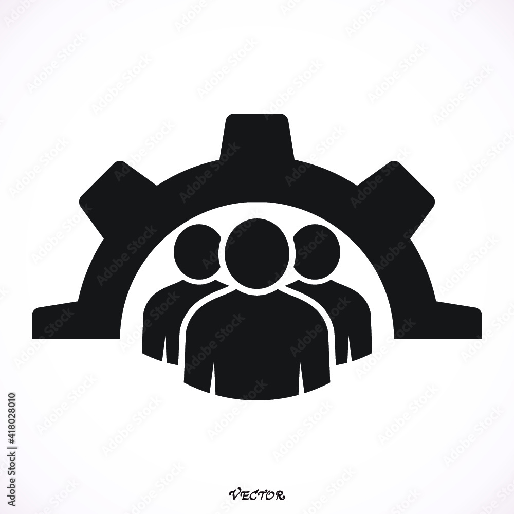Teamwork icon gear simple vector illustration Teamwork icon gear simple vector illustration