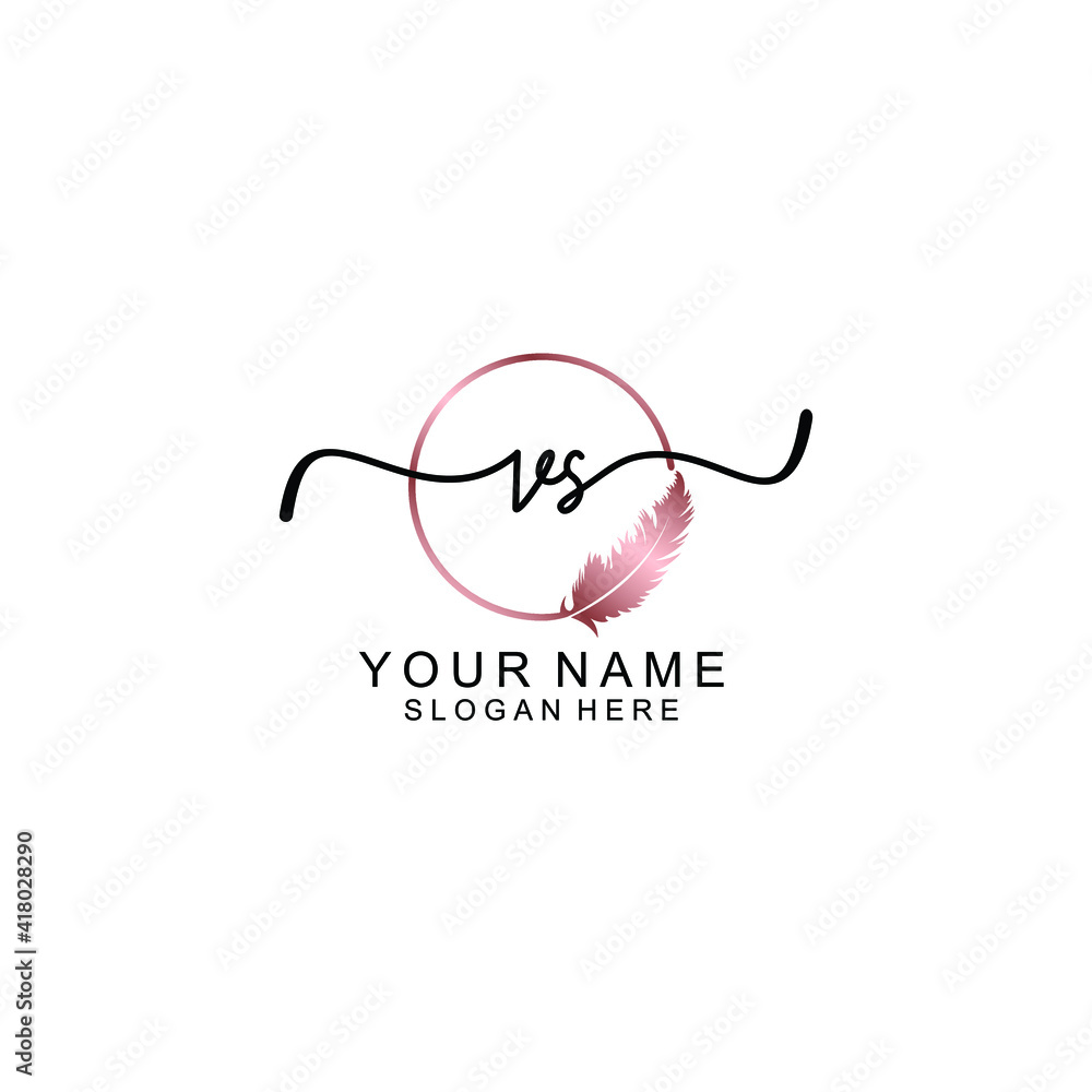 Letter VS Beautiful handwriting logo Letter VS Beautiful handwriting logo