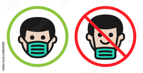 Wear your face mask properly, covid-19 prevention illustration