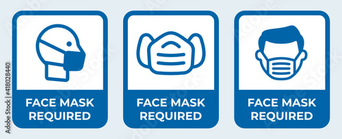 Face mask required sign, covid-19 face protection vector
