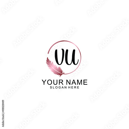 Letter VU Beautiful handwriting logo