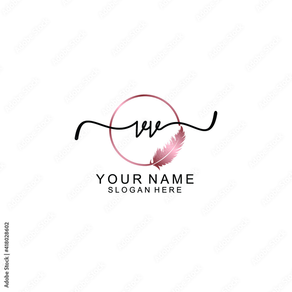 Letter VV Beautiful handwriting logo Letter VV Beautiful handwriting logo