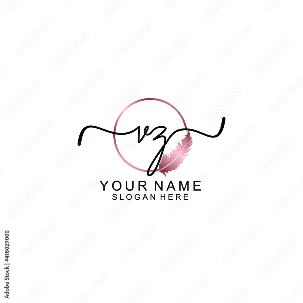 Letter VZ Beautiful handwriting logo
