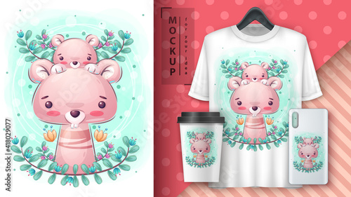 Mouse in leaf poster and merchandising.