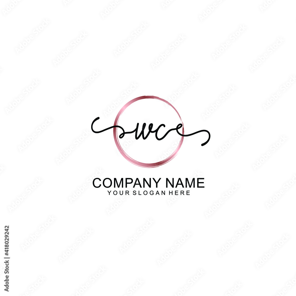 Letter WC Beautiful handwriting logo Letter WC Beautiful handwriting logo