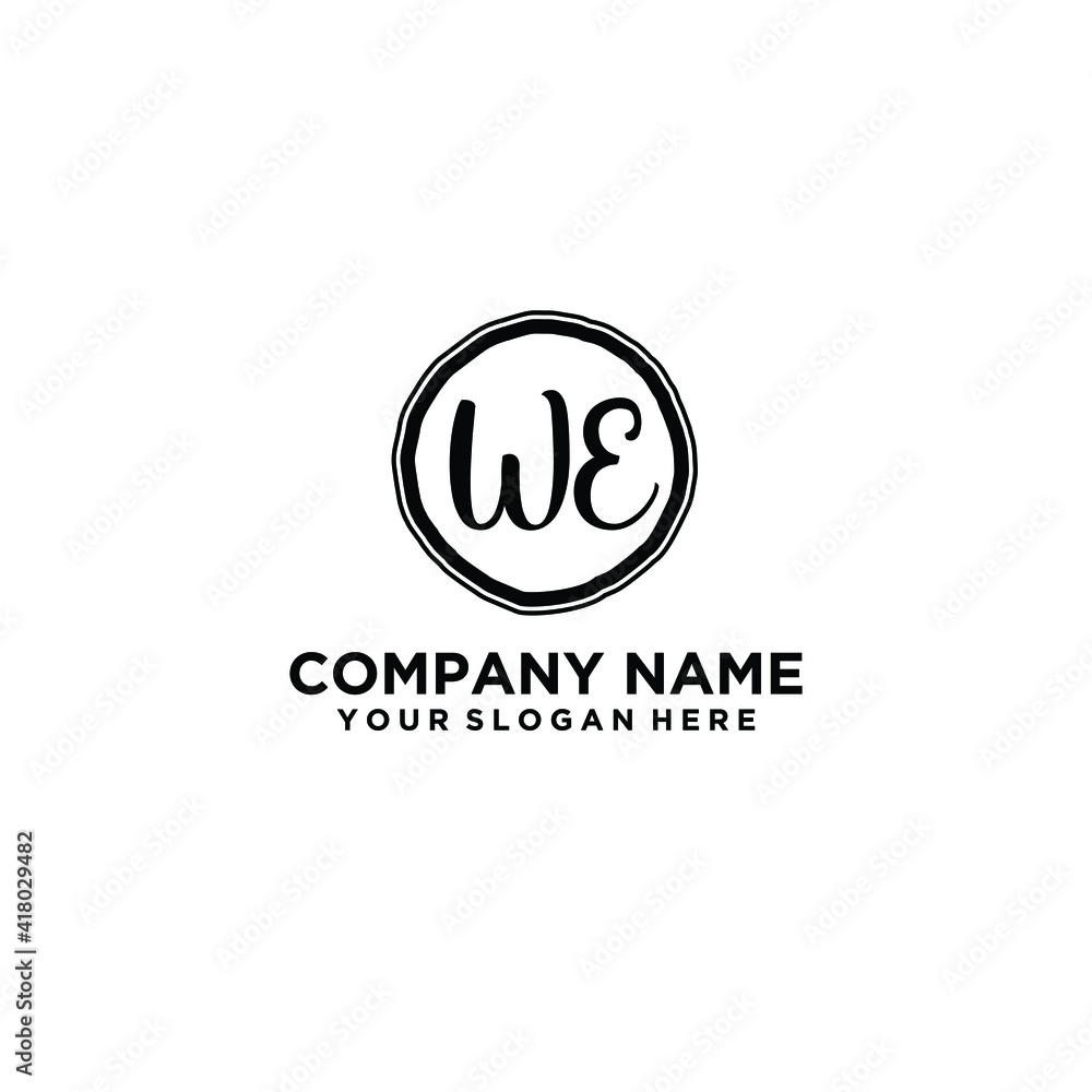 Letter WE Beautiful handwriting logo Letter WE Beautiful handwriting logo