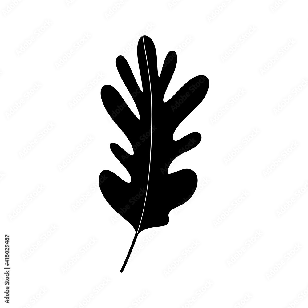 Obraz premium Tropical leaf. Black silhouette. Forest element. Vector illustration.