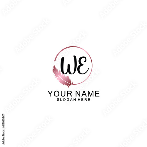 Letter WE Beautiful handwriting logo