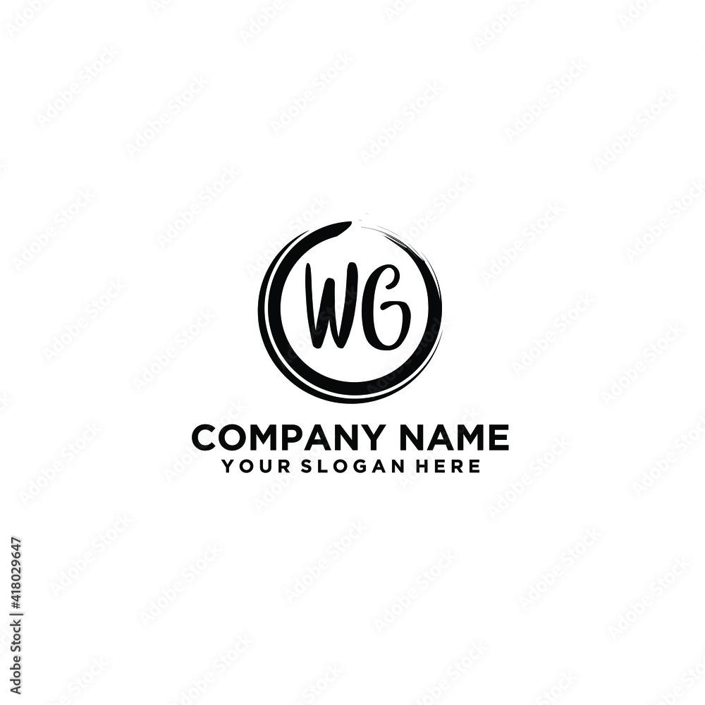 Letter WG Beautiful handwriting logo Letter WG Beautiful handwriting logo
