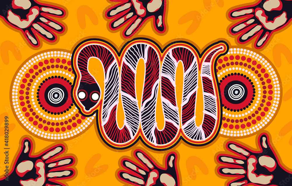 Snake aboriginal art background Stock Vector | Adobe Stock
