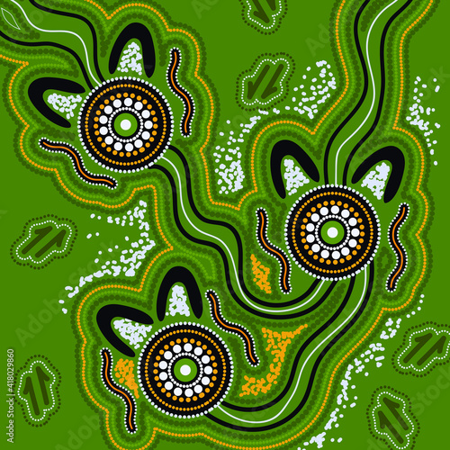 Green aboriginal art background