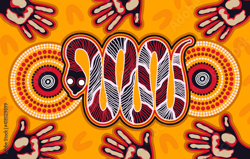 Snake aboriginal art background