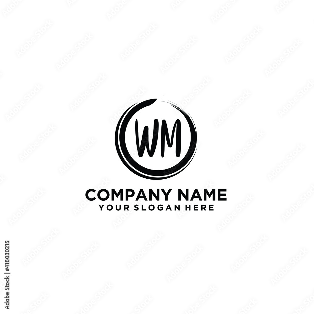 Letter WM Beautiful handwriting logo Letter WM Beautiful handwriting logo