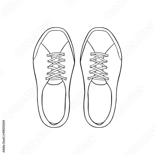 Pair shoes. .Hand draw doodle outline sketch. Vector illustration.