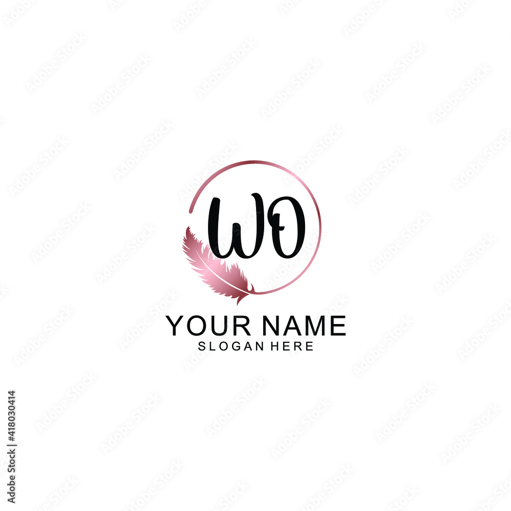 Letter WO Beautiful handwriting logo Letter WO Beautiful handwriting logo
