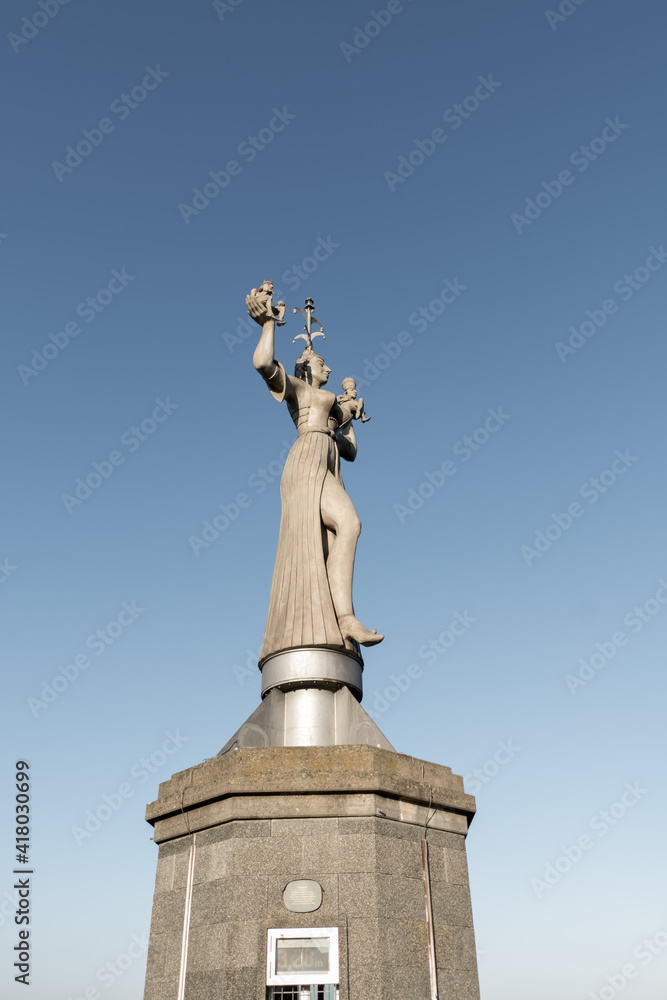 Konstanz, Germany - May 1 2019: Imperia, a rotating statue at the entrance of the harbour of Konstanz, Germany, commemorating the Council of Constance