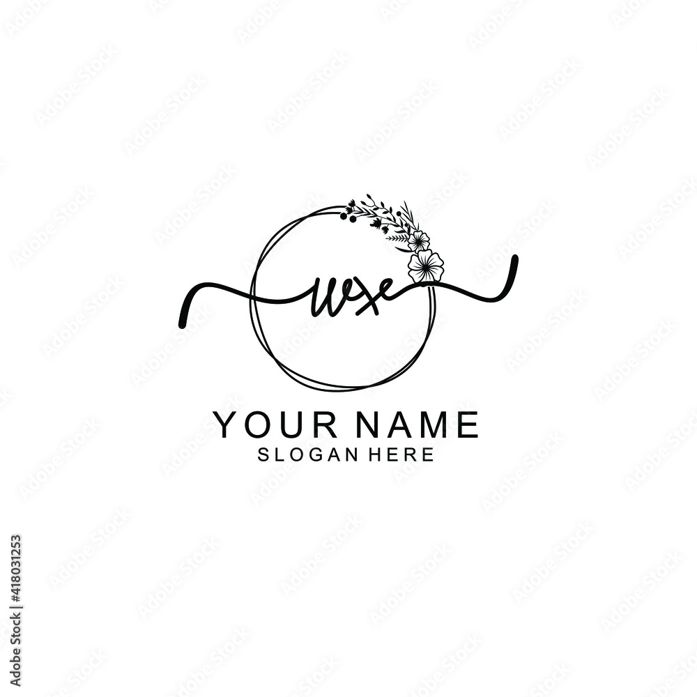 Letter WX Beautiful handwriting logo Letter WX Beautiful handwriting logo