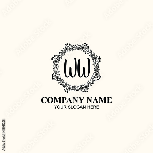 Fototapeta Naklejka Na Ścianę i Meble -  Letter WW Beautiful handwriting logo