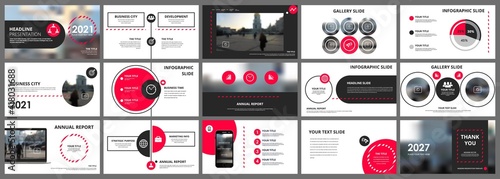 Abstract white, red slides. Brochure cover design. Fancy info banner frame. Creative set of infographic elements. Urban. Title sheet model set. Modern vector. Presentation templates, corporate.