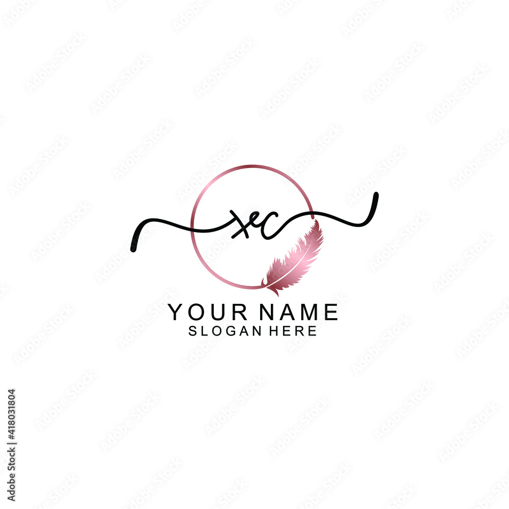 Letter XC Beautiful handwriting logo Letter XC Beautiful handwriting logo