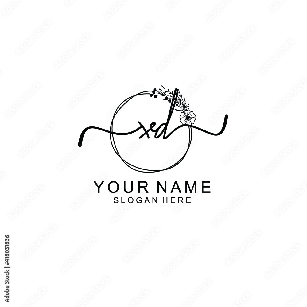 Letter XD Beautiful handwriting logo Letter XD Beautiful handwriting logo