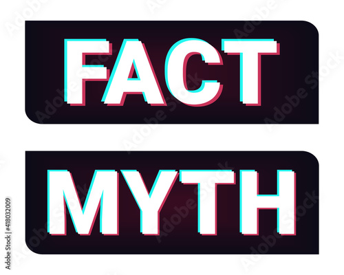 Facts myths sign. True or false facts with modern abstract colorful gradient. Concept of thorough fact-checking or easy compare evidence. Illustration vector