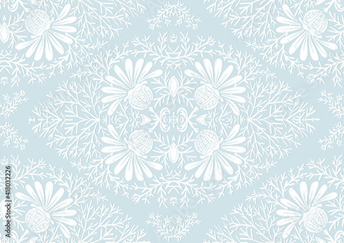 Tradition floral seamless pattern  damask vintage ornament. Royal victorian flourish wallpapper  luxury textile. Embroidery emitation. Vector illustration.